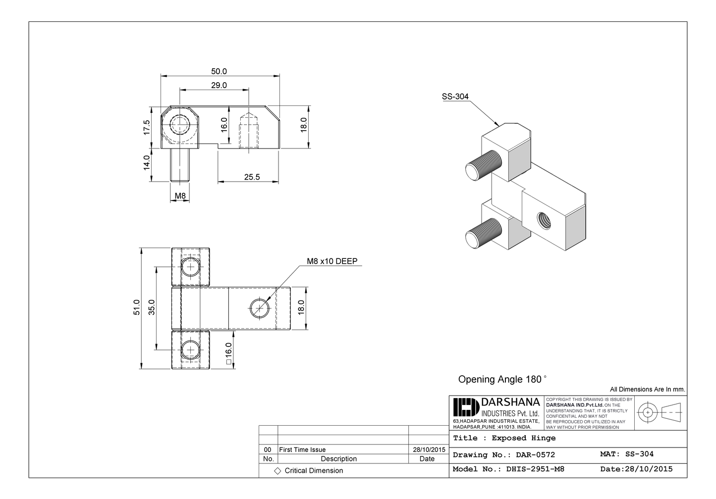 EXPOSED HINGE DHIS-2951-M8