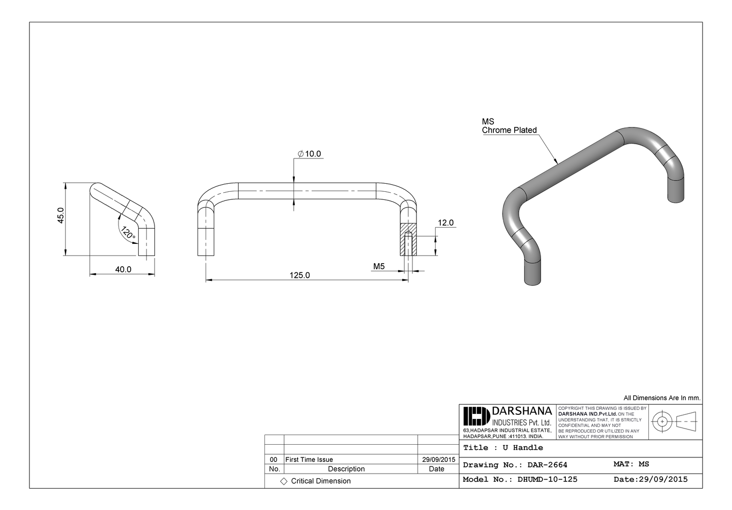 U HANDLE DHUMD-10-125