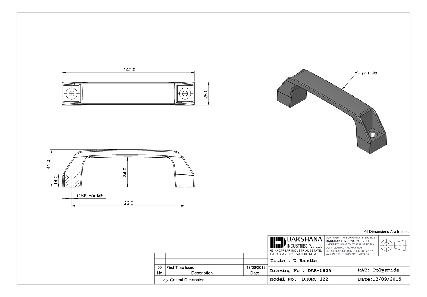 Polyamide 'U' Handle - DHURC-122