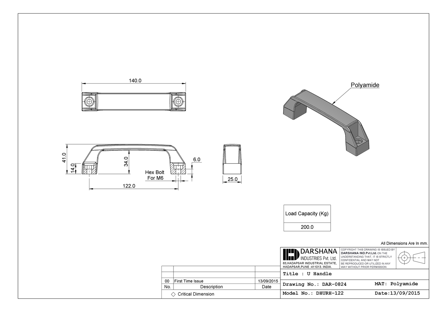 Polyamide 'U' Handle - DHURH-122