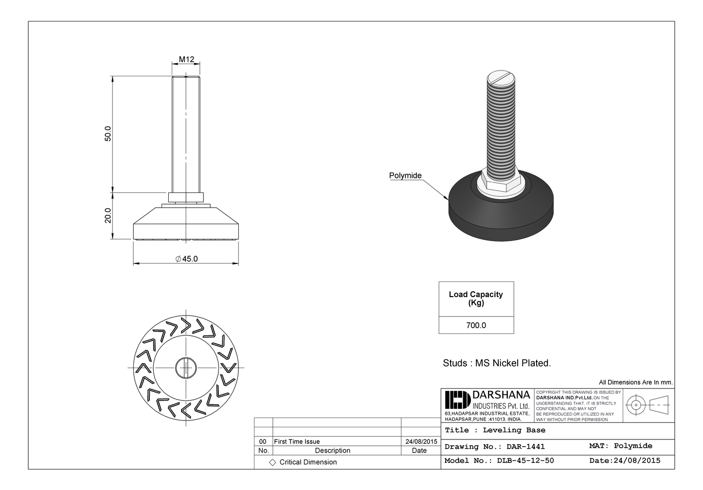LEVELLING BASE DLB-45-12-50