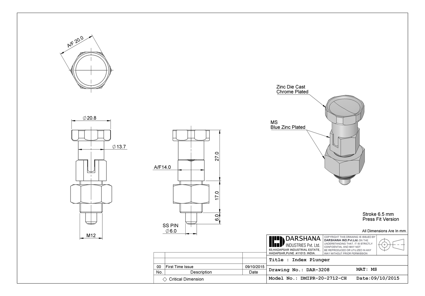 Index Plunger - DMIPR-20-2712-CH