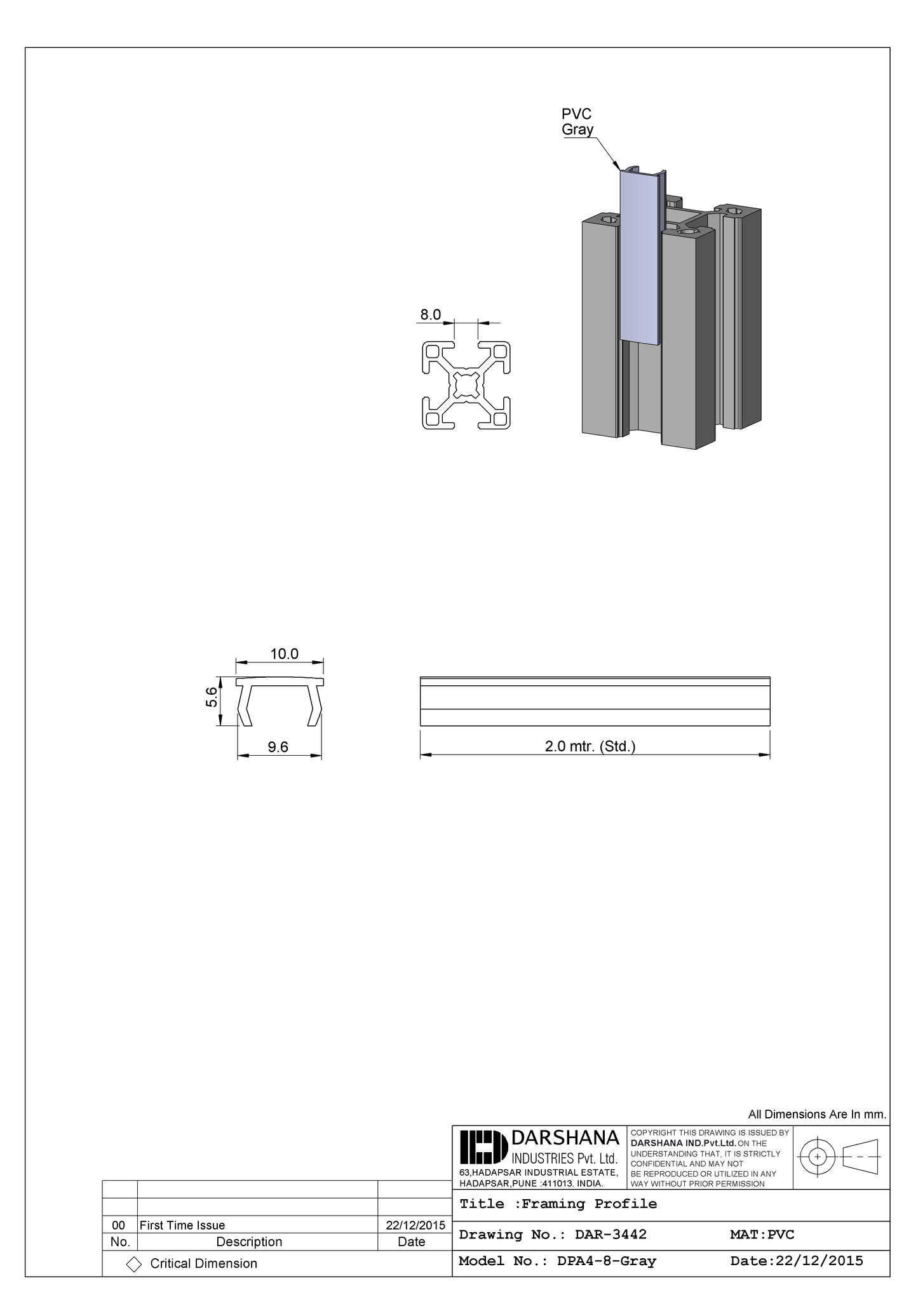 PVC Cover Profile - DPA4-8- Grey