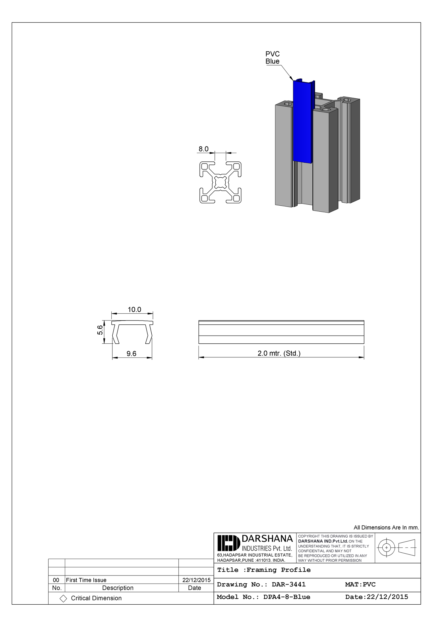 PVC Cover Profile - DPA4-8- Blue